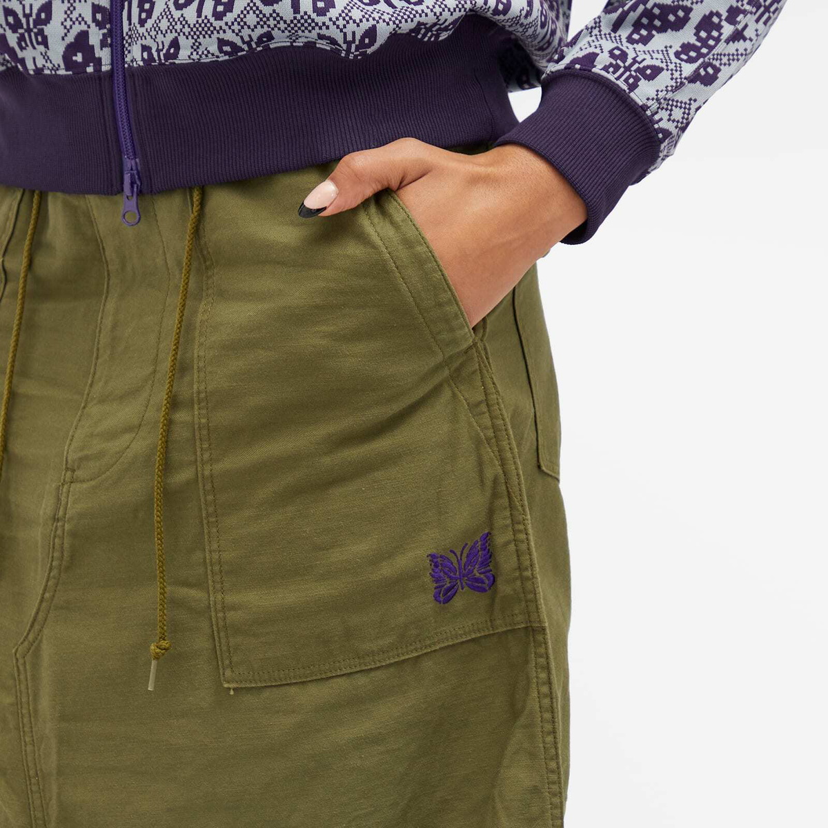 Needles Women's String Fatigue Skirt in Olive Needles