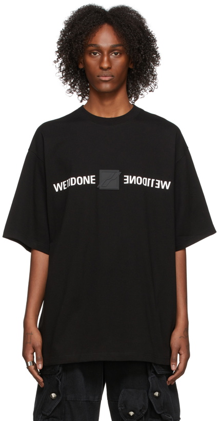 Photo: We11done Black Patched Mirror Logo T-Shirt