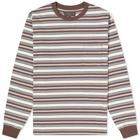 Beams Plus Men's Long Sleeve Multi Stripe Pocket T-Shirt in Brown