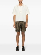 Nanushka Green Abstract-Print Silk Shorts