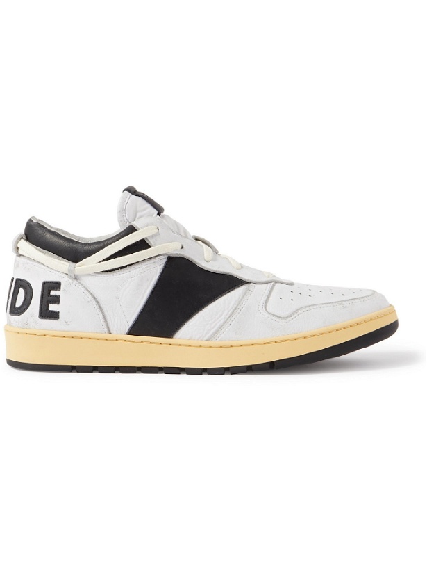 Photo: RHUDE - Rhecess Distressed Leather Sneakers - White - 13