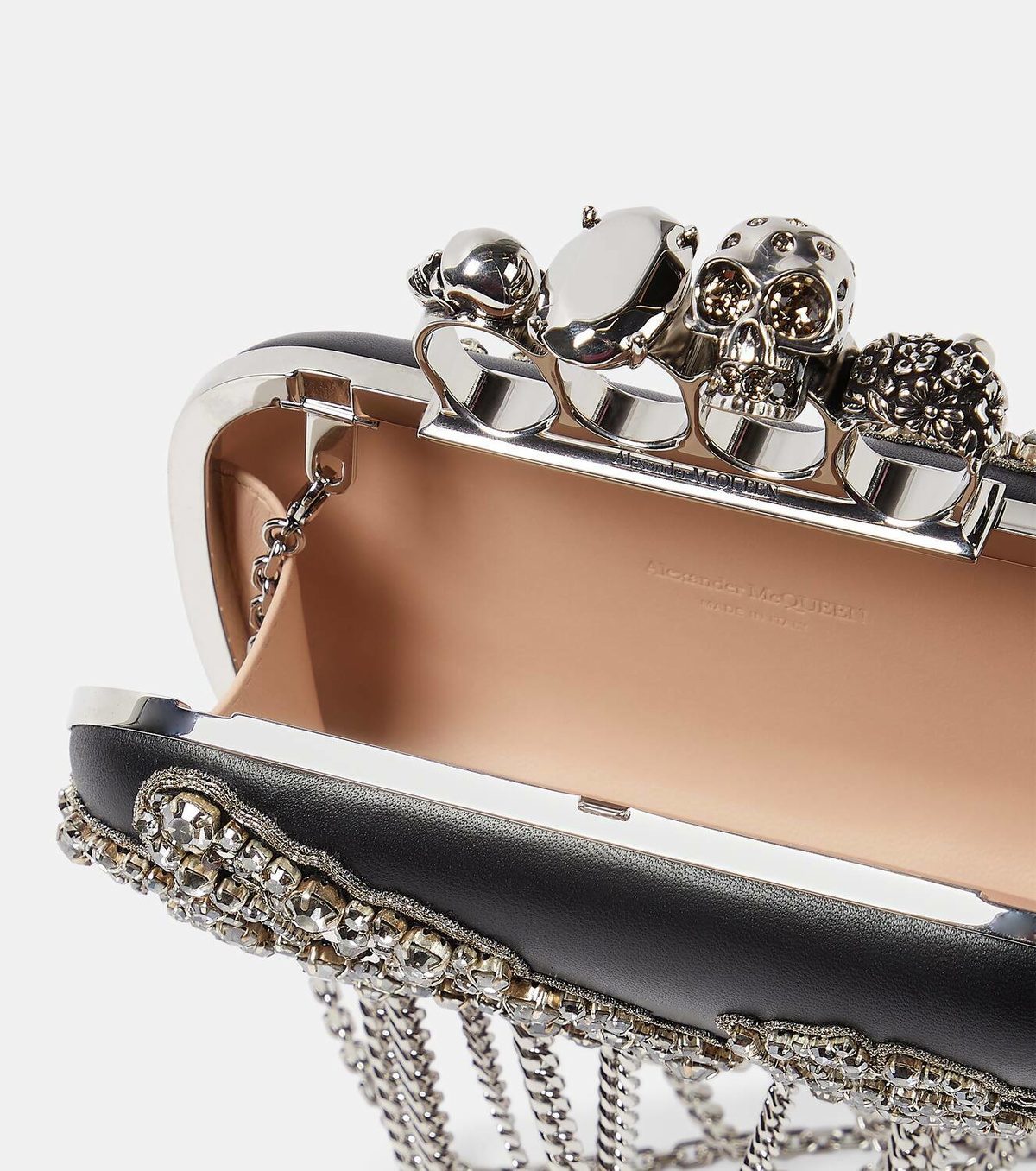 Alexander McQueen Knuckle Small embellished leather clutch