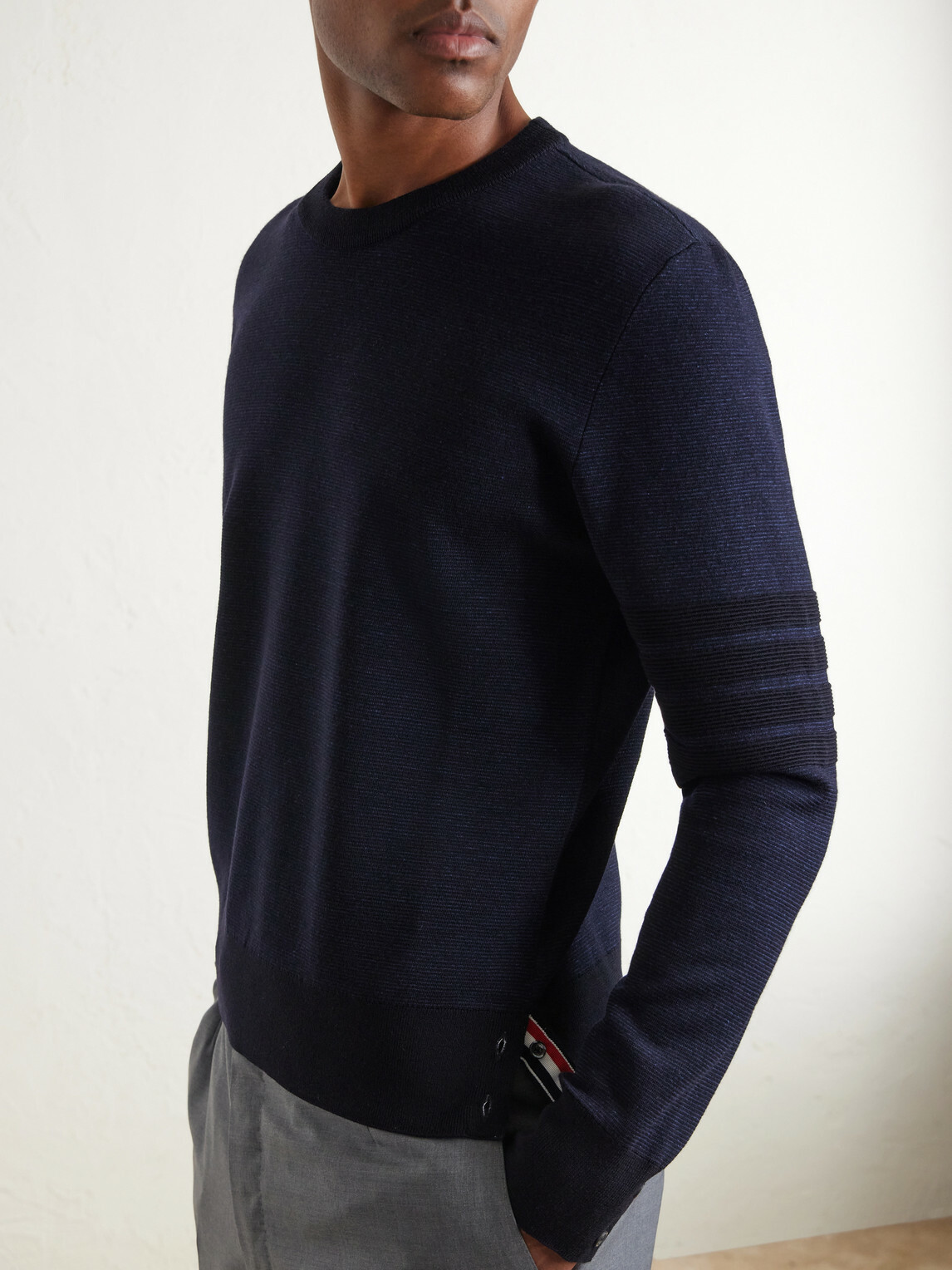 Thom Browne - Milano Stitch Wool, Linen and Cotton-Blend Sweater - Blue