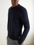 Thom Browne - Milano Stitch Wool, Linen and Cotton-Blend Sweater - Blue