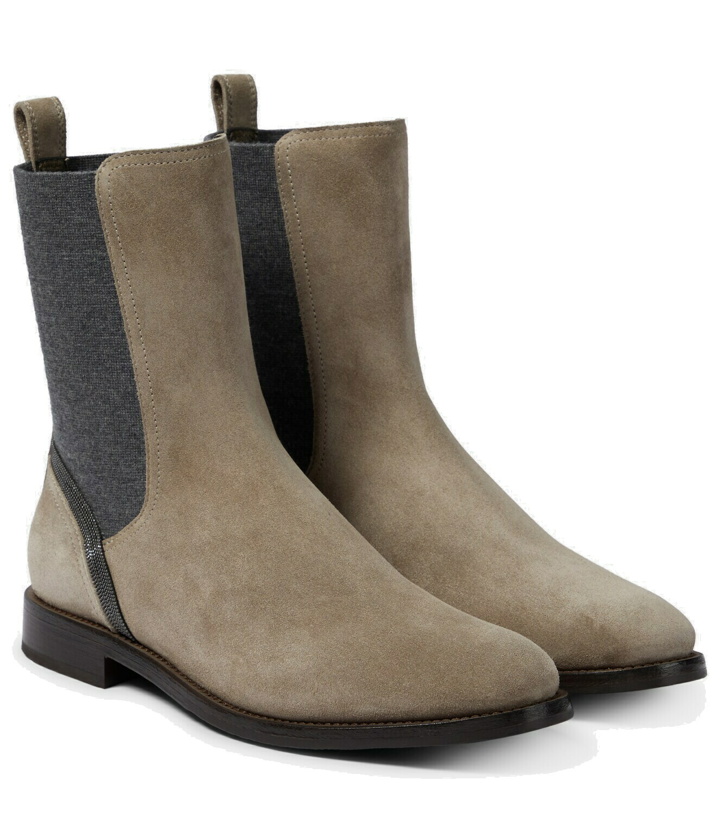 Photo: Brunello Cucinelli Embellished suede Chelsea boots
