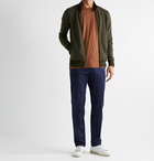 Loro Piana - Roadster Slim-Fit Suede-Trimmed Cashmere-Twill Zip-Up Cardigan - Green