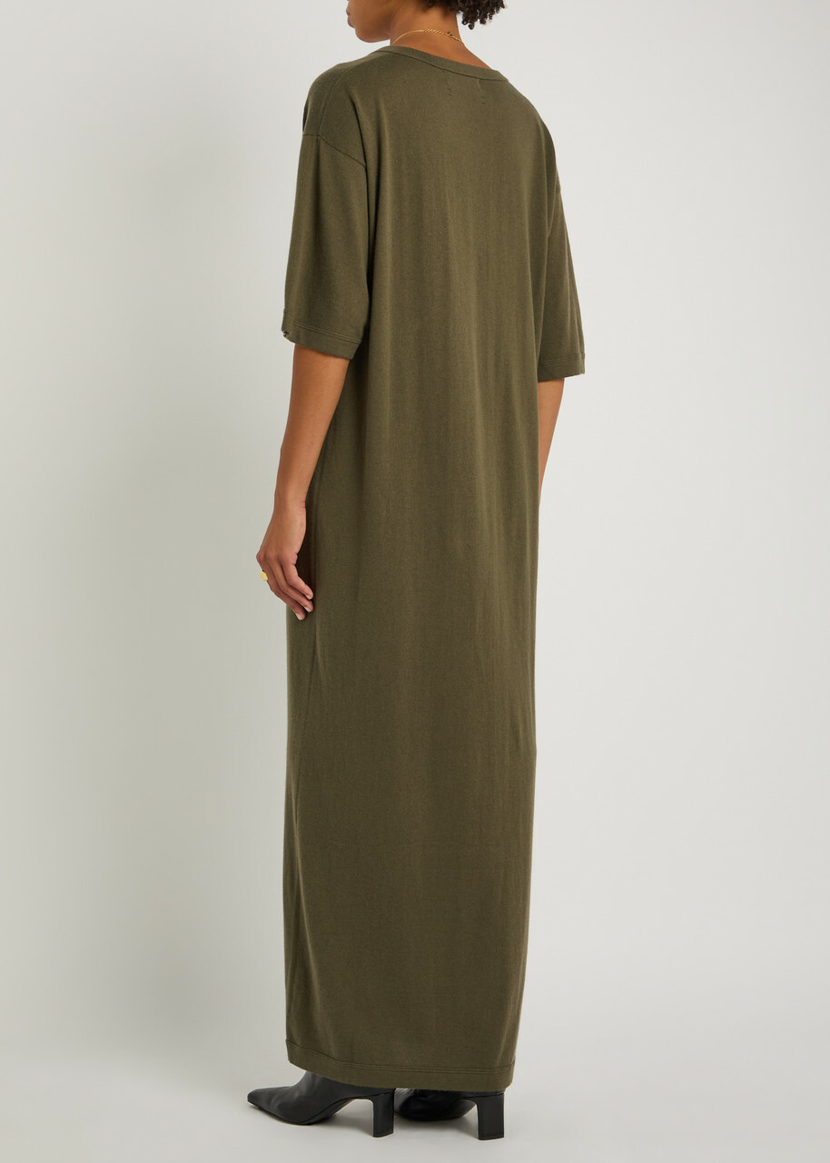 Extreme Cashmere n°410 Inda Cotton and Cashmere-blend Maxi Dress - Khaki - One Size