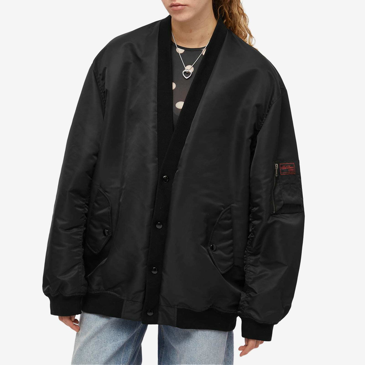 w*u様 RAF SIMONS Bomber Cardigan Jacket S Raf Simons Women's Bomber Cardigan Jacket in Black Raf Simons