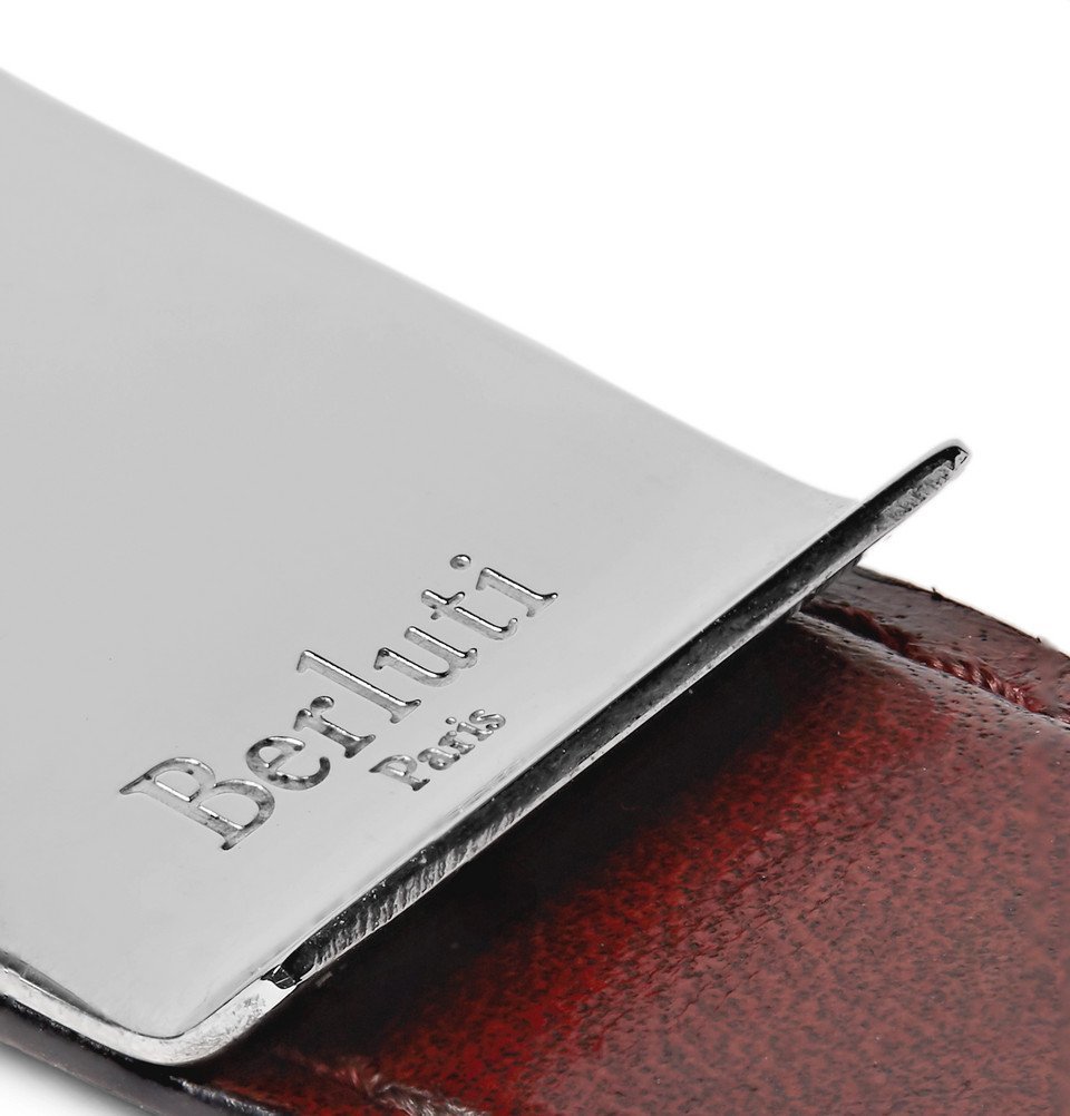 Berluti - Leather and Silver-Tone Money Clip - Men - Burgundy Berluti