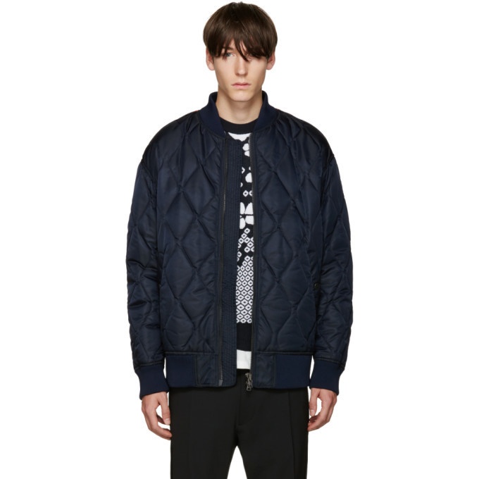 Photo: Diesel Black Gold Navy Nylon Quilted Bomber Jacket