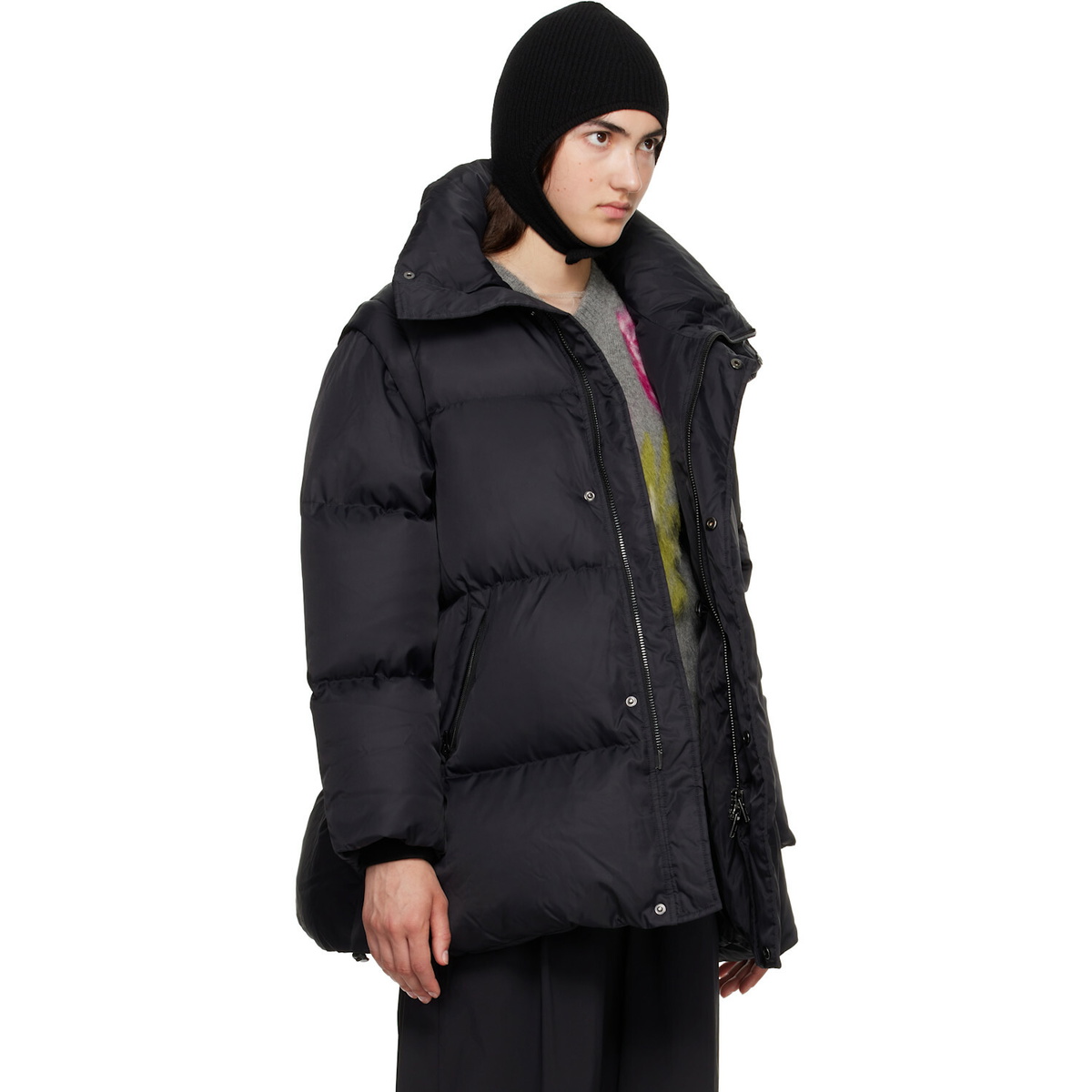 MM6 Maison Margiela Black Nylon Down Puffer Jacket