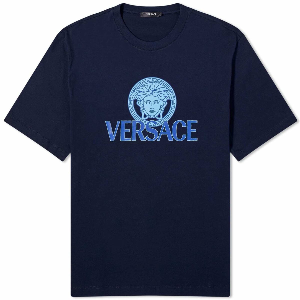 Photo: Versace Men's Medusa Print T-Shirt in Navy Blue
