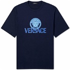 Versace Men's Medusa Print T-Shirt in Navy Blue