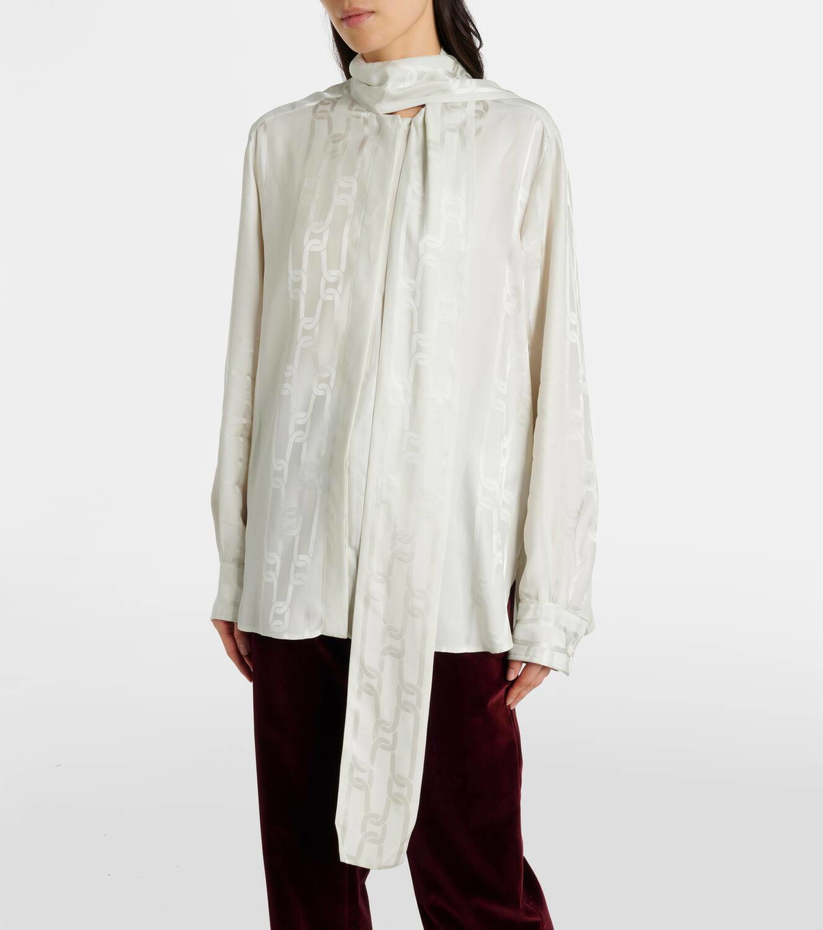 Tod's Scarf-detail satin jacquard blouse