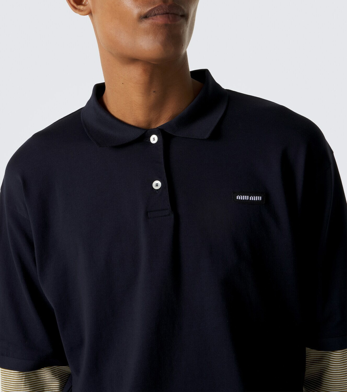 Miu Miu Layered cotton jersey polo shirt