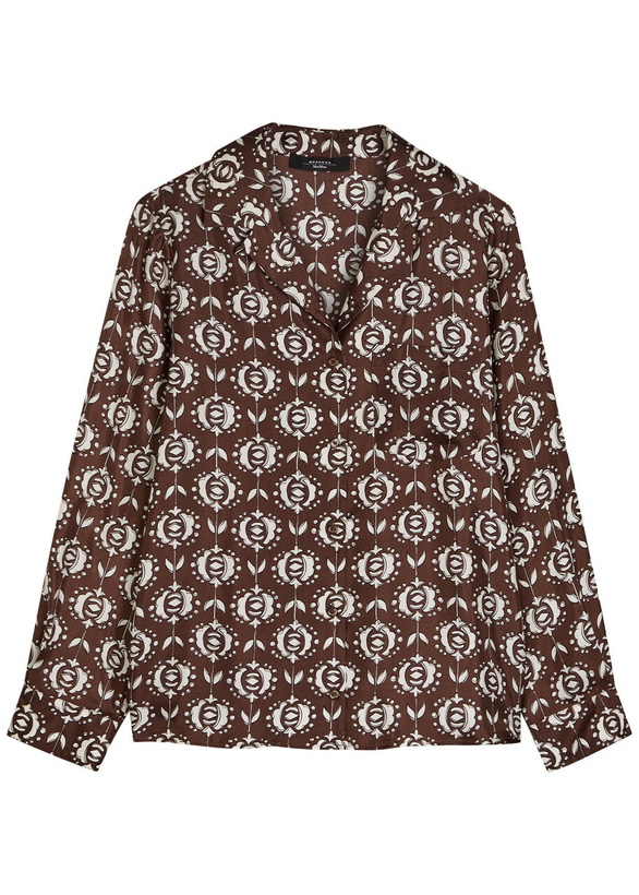 Photo: Max Mara Oncia Printed Silk Shirt Brown
