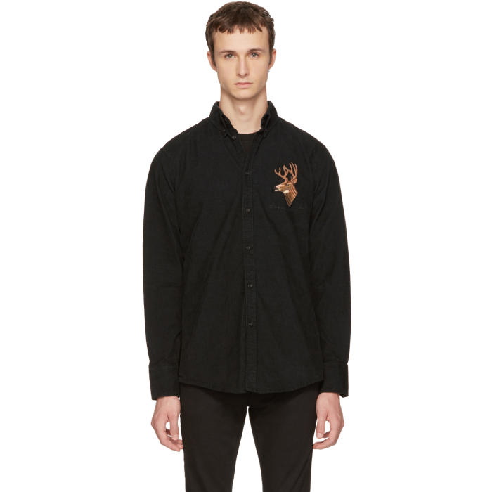 Photo: Dsquared2 Black Corduroy Reindeer Shirt 