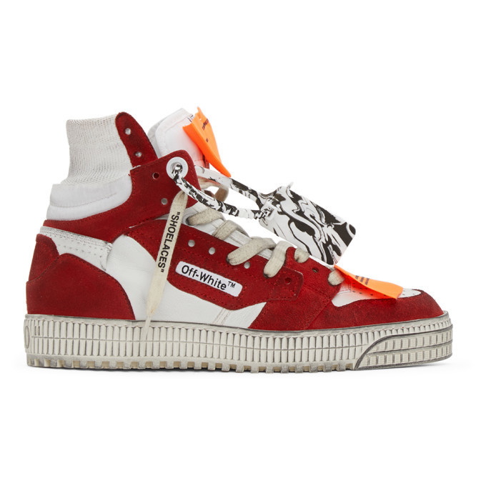 Photo: Off-White White and Red Off Court 3.0 High-Top Sneakers