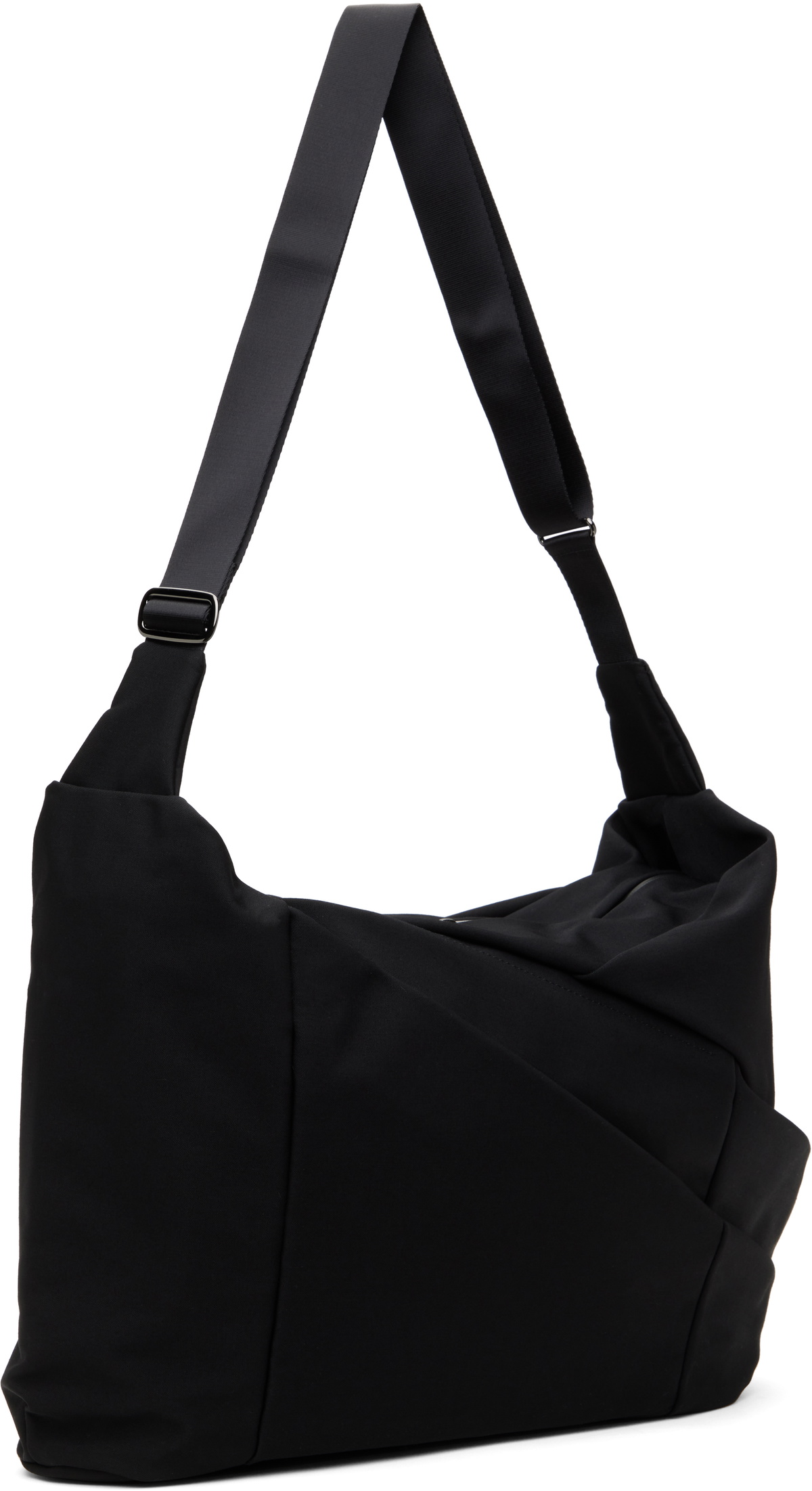 YOHJI YAMAMOTO Black Wool Gabardine Nylon Tape Tuck Bag