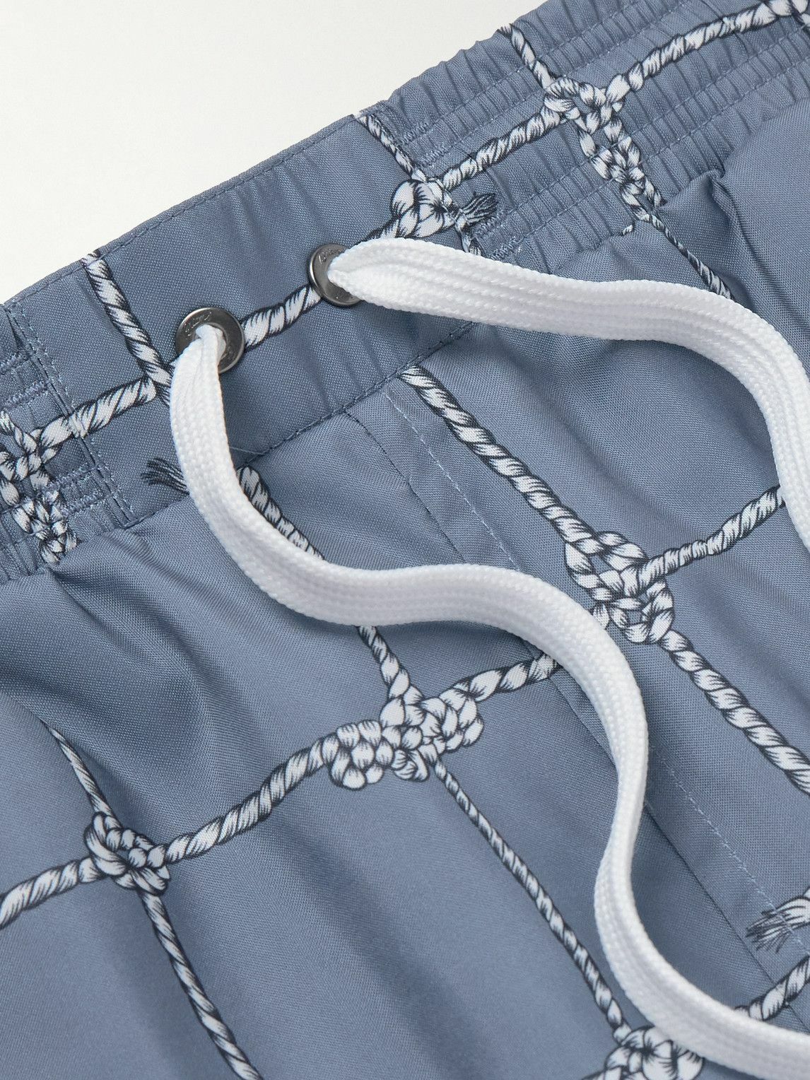 Brioni - Straight-Leg Long-Length Checked Swim Shorts - Blue