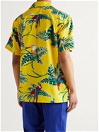 GO BAREFOOT - Tropical Birds Camp-Collar Printed Cotton Shirt - Yellow - S