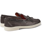 Santoni - Suede Boat Shoes - Gray
