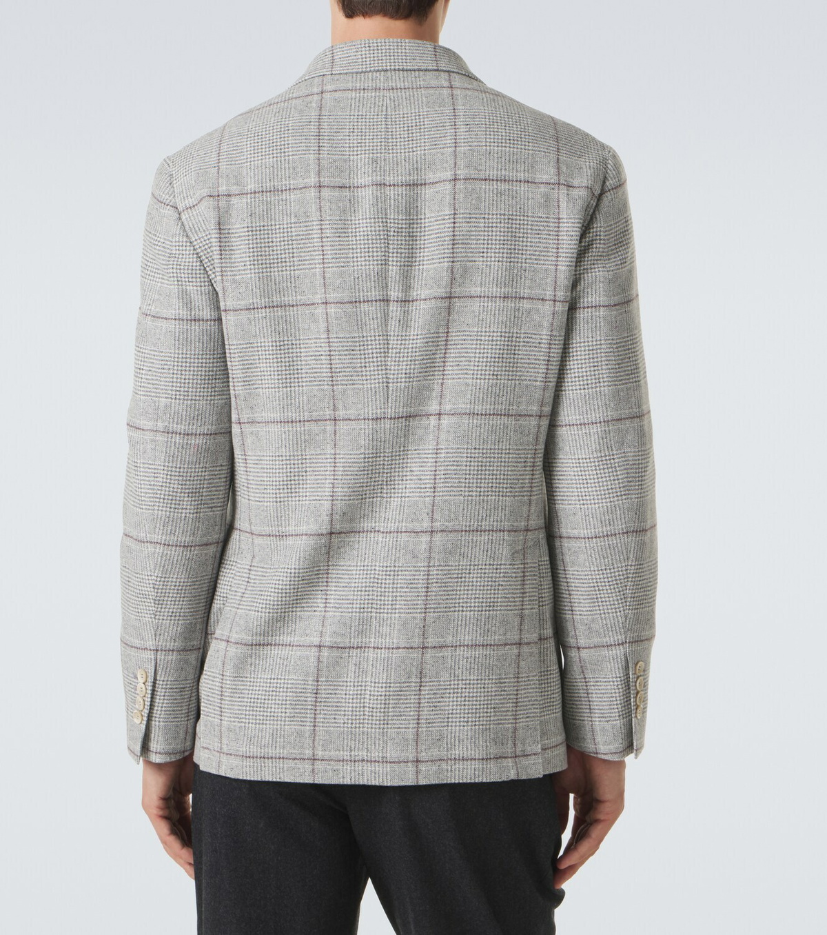 Brunello Cucinelli Checked silk, wool, and cashmere blazer