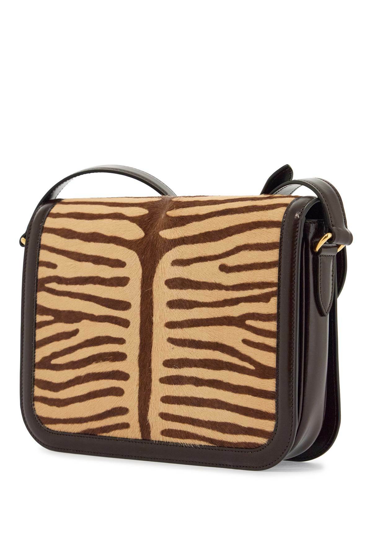 VALENTINO GARAVANI beige and dark brown striped leather shoulder bag Beige