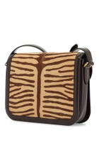 VALENTINO GARAVANI beige and dark brown striped leather shoulder bag Beige
