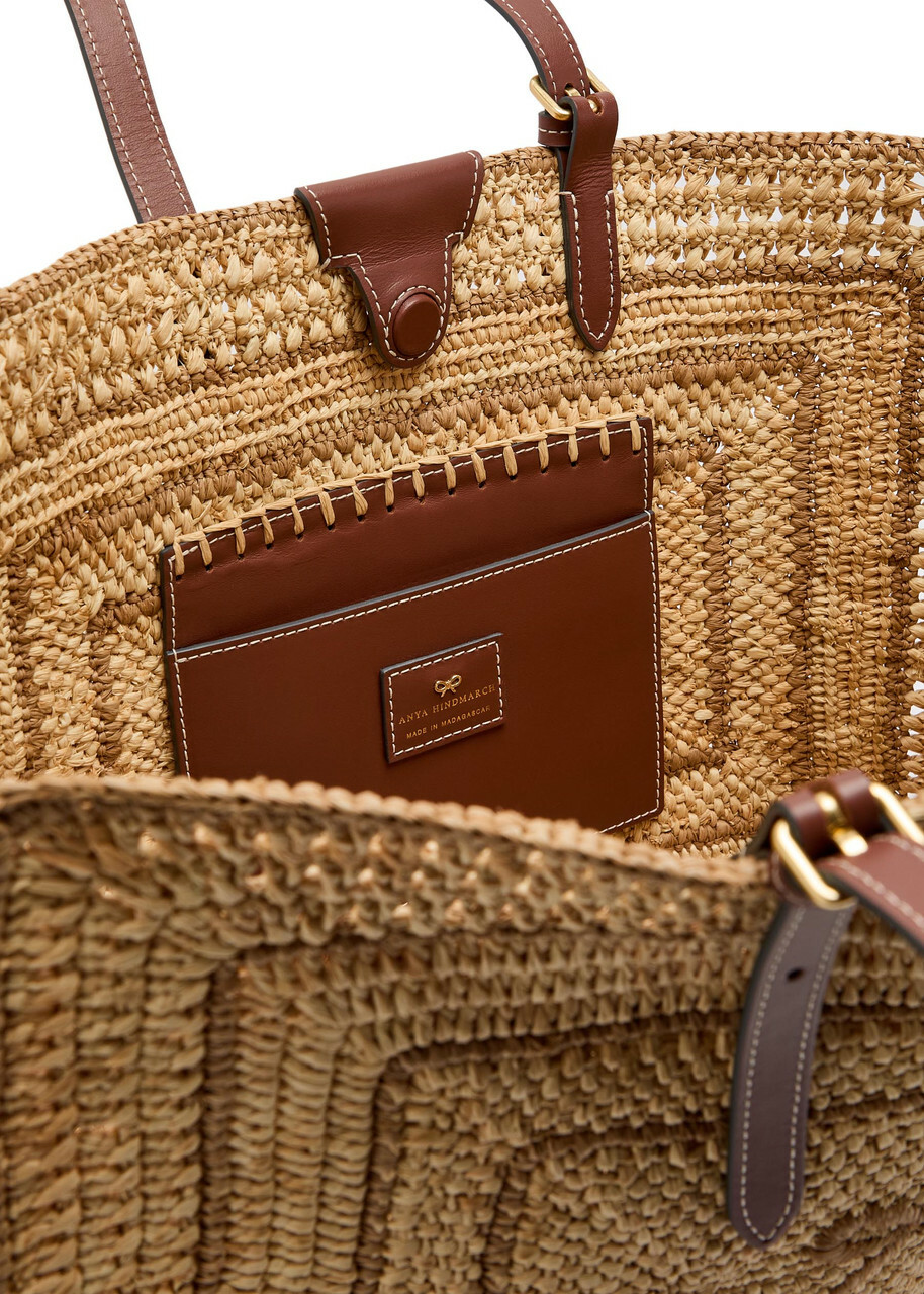 Anya Hindmarch Bow Raffia and Leather Tote bag - Natural - One Size