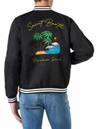 MC2 Saint Barth Man Black Jacket With Saint Barth Island Embroidery