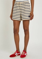 Moncler Striped Cotton Shorts Beige