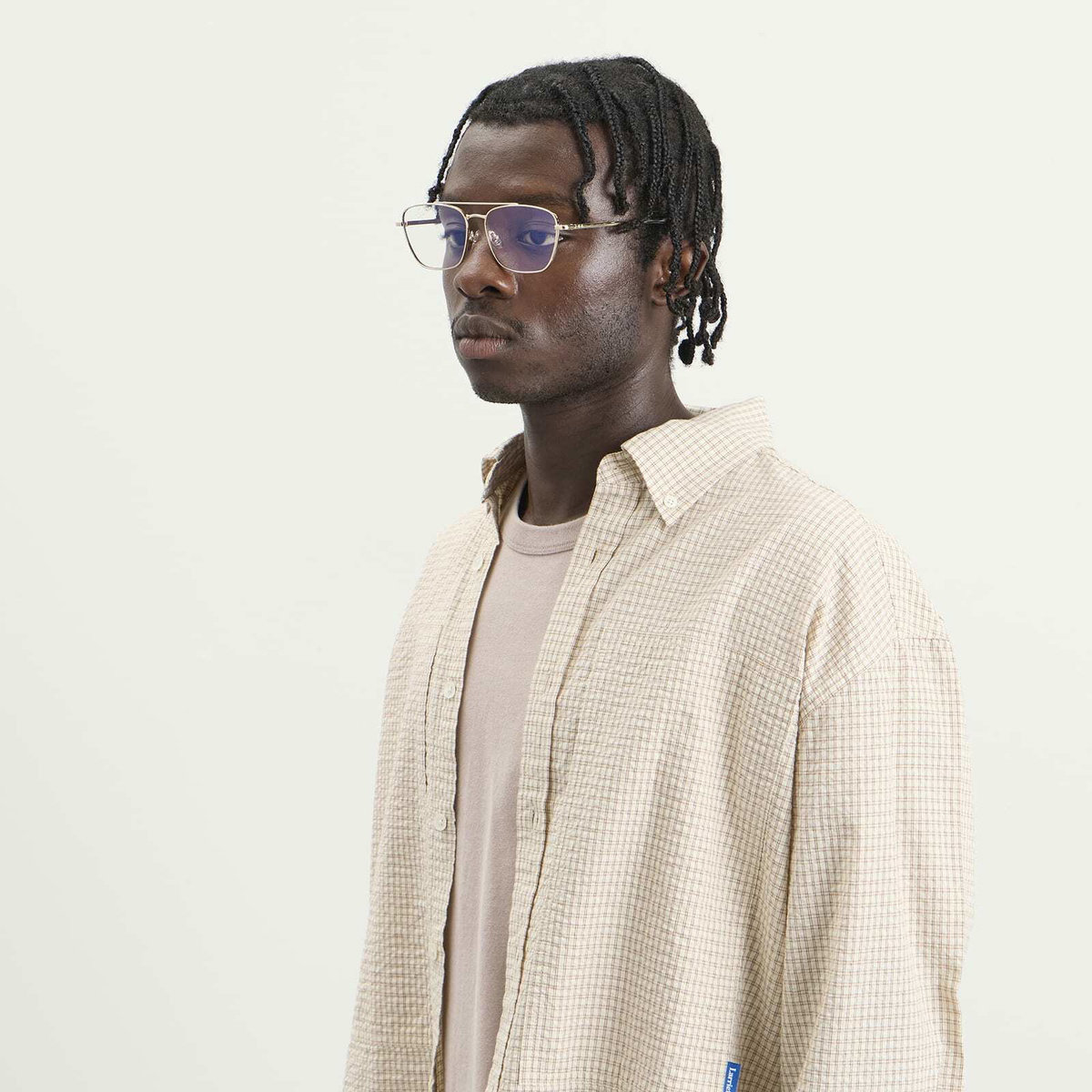 Le Specs Diametric Blue Light Glasses in Gold/Blue Light Lens 