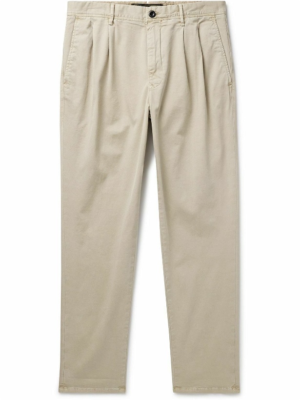 Photo: Incotex - Slim-Fit Pleated Stretch-Cotton Gabardine Trousers - Neutrals