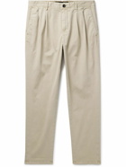 Incotex - Slim-Fit Pleated Stretch-Cotton Gabardine Trousers - Neutrals