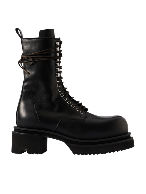 Photo: Rick Owens - Bogun Leather Lace-up Boots - Black