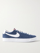 NIKE - Blazer Low '77 Leather-Trimmed Suede Sneakers - Blue - 5
