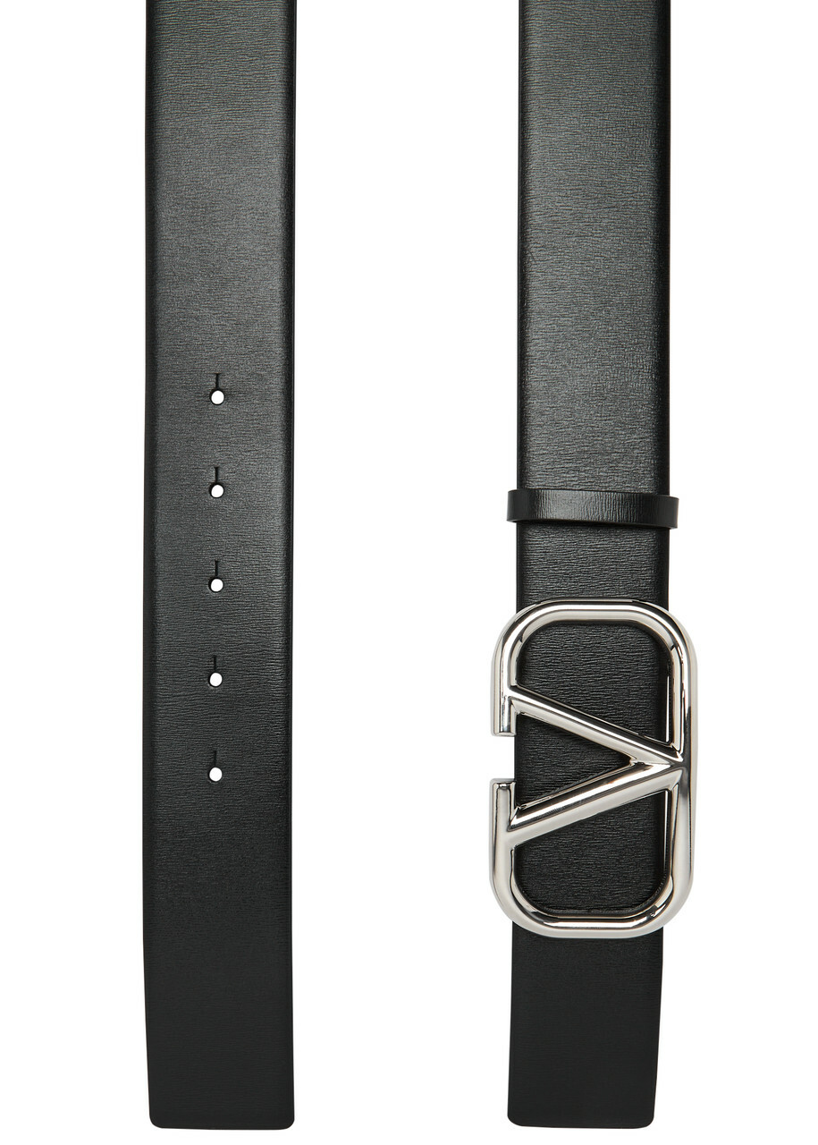 Valentino VLogo Leather Belt Black