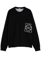 Loewe Logo-intarsia Cotton-blend Knit Sweatshirt Black And White