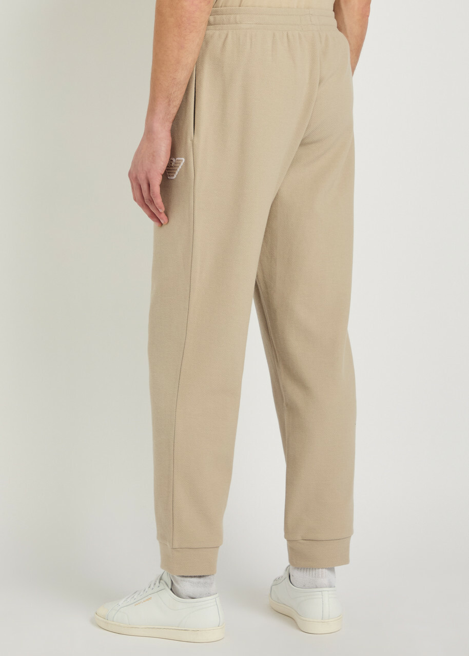 Emporio Armani Logo-appliquéd Piqué Cotton-blend Sweatpants Beige