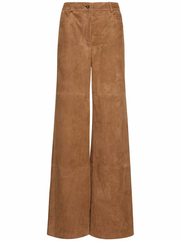 Photo: ALBERTA FERRETTI Suede Leather High Rise Wide Pants