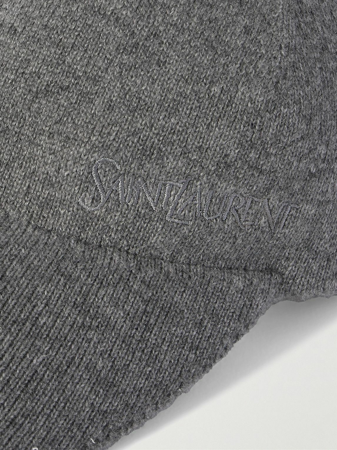 SAINT LAURENT - Logo-Embroidered Ribbed Cashmere Baseball Cap - Gray