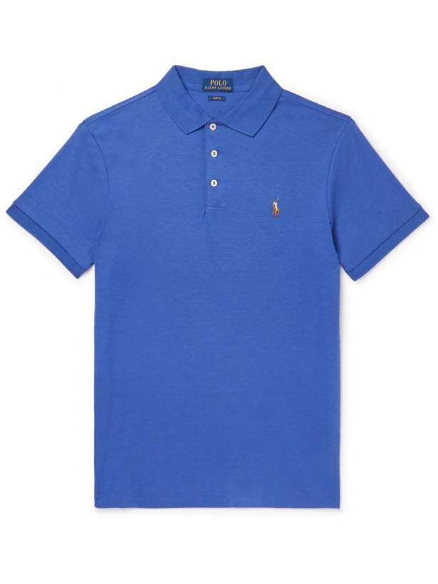 Photo: Polo Ralph Lauren - Logo-Embroidered Cotton-Jersey Polo Shirt - Blue