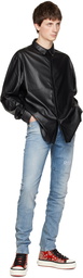 RtA Black Shay Faux-Leather Shirt