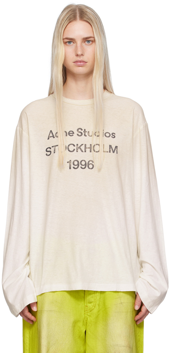 Acne Studios Off White Relaxed Fit Long Sleeve T Shirt Acne Studios acne-studios-off-white-relaxed-fit-long-sleeve-t-shirt-acne-studios
