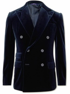 Ralph Lauren Purple label - Kent Slim-Fit Double-Breasted Cotton-Velvet Suit Jacket - Blue