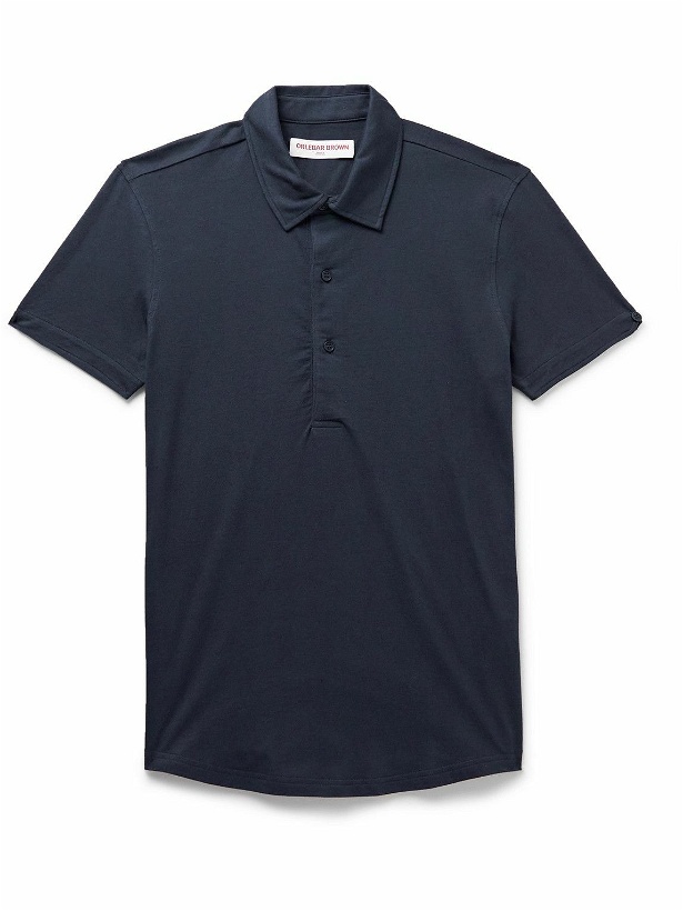 Photo: Orlebar Brown - Sebastian Slim-Fit Cotton and Silk-Blend Jersey Polo Shirt - Blue