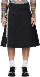 Jean Paul Gaultier Black Deconstructed Denim Skirt