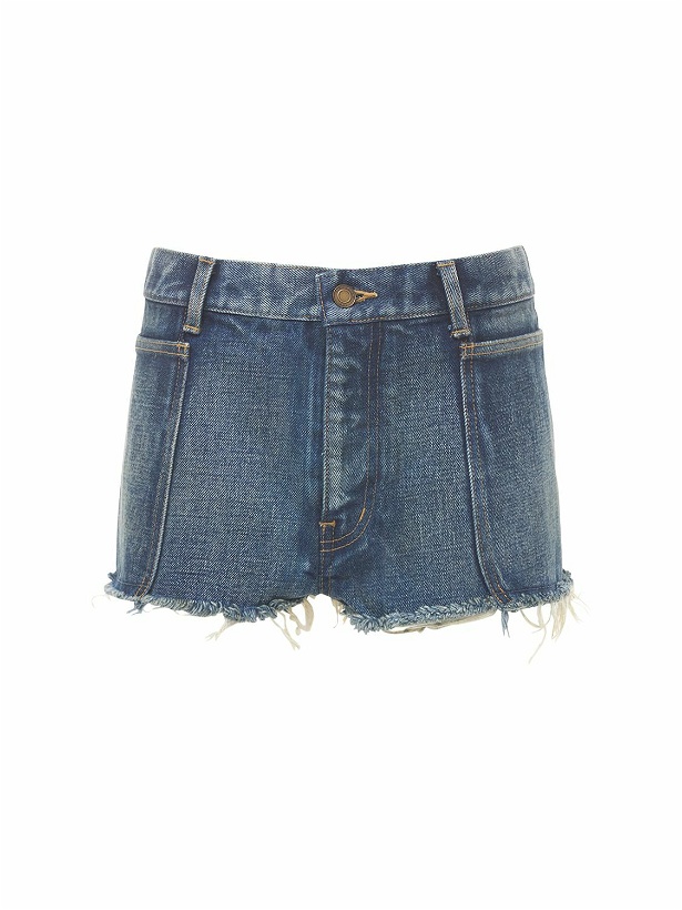 Photo: SAINT LAURENT - Cotton Denim Mini Shorts
