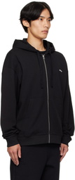 Hugo Black Relaxed-Fit Cotton Terry Zip-Up Hoodie